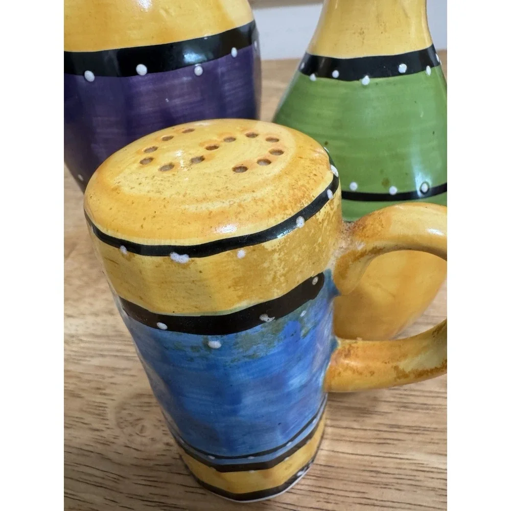 Tabletop‎ Gallery Bohemian Stripe Oil Bottles and Salt Shaker